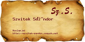 Szvitek Sándor névjegykártya